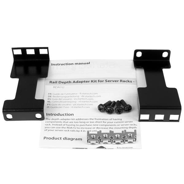 StarTech.com Rail Depth Adapter Kit til serverracks - 4 tommer (10 cm) - 1U - Rack Rail Adapter - 1U (RDA1U)