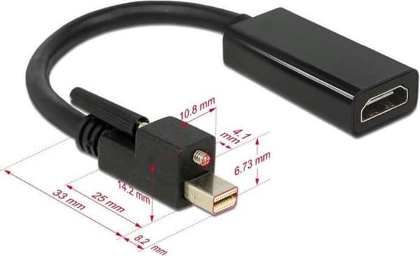 DeLOCK Premium Mini DisplayPort 1.2 till HDMI 1.4 aktiv adapter (4K 30 Hz) / Svart - 0,20 meter