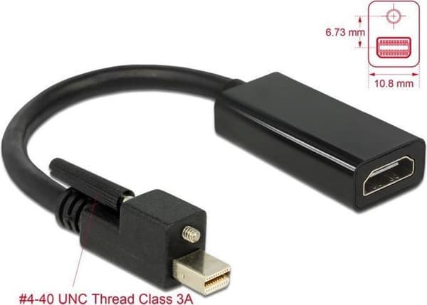 DeLOCK Premium Mini DisplayPort 1.2 til HDMI 1.4 aktiv adapter (4K 30 Hz) / Sort - 0,20 meter