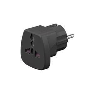 MicroConnect - Adapter til strømstik - NEMA 1-15, Europlug, DK 2-5A (W) til CEE 7/4 (M) - Sort Sort