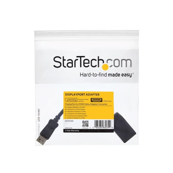 StarTech.com DisplayPort till HDMI-videoadapter / -omvandlare upp till 1920x1200 (hane/hona) - Video-/ljudadapter - DisplayPort / HDMI - HDMI, 19-stif