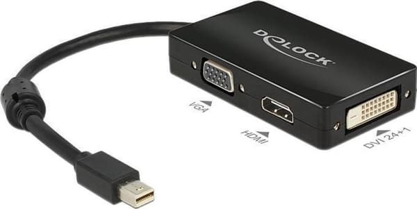 DeLOCK Premium Mini DisplayPort 1.1a til HDMI, DVI og VGA adapter / sort - 0,15 meter