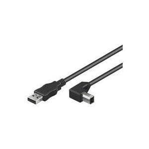 MicroConnect - USB-kaapeli - USB tyyppi B (M) USB (M) - USB 2.0 - 3 m - 90° liitin
