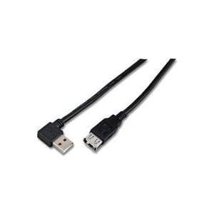 MicroConnect USB 2.0 - USB-jatkokaapeli - USB (F) USB (M) - 1,8 m - 90° pistoke - musta