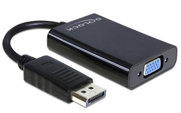 DeLOCK Premium DisplayPort 1.1a til VGA adapter + lyd / sort - 0,10 meter