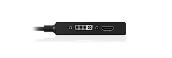 ICY BOX IB-AC1032 3-i-1 adapter Mini DisplayPort (hane) till HDMI (4K Ultra HD), DVI-D eller VGA (Full HD) svart