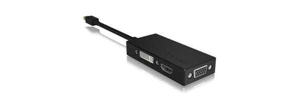 ICY BOX IB-AC1032 3-i-1 adapter Mini DisplayPort (hane) till HDMI (4K Ultra HD), DVI-D eller VGA (Full HD) svart
