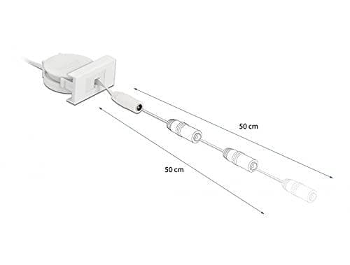 Delock Easy 45-moduls utrullningskabel DC 5,5 x 2,1 mm jack/jack vit