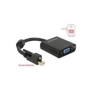 DeLOCK - Videoliitin - DisplayPort / VGA - 32 AWG - Mini DisplayPort (M) - DB-15 (L) - 25 cm - musta - kierreliitin (62641)