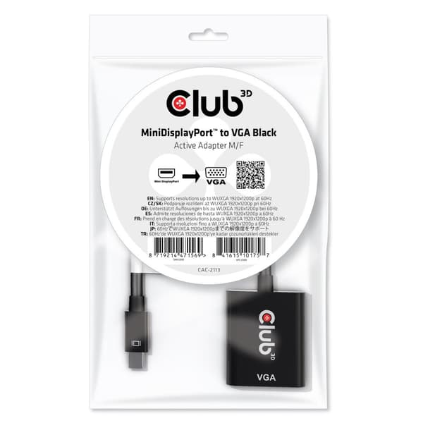 Club 3D Mini DisplayPort™ til VGA sort aktiv adapter M/F
