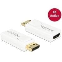 DeLOCK - Video-/lydadapter - DisplayPort / HDMI - DisplayPort (M) - HDMI, 19-benet (F) - (DisplayPort 1,2) - hvid (65580)