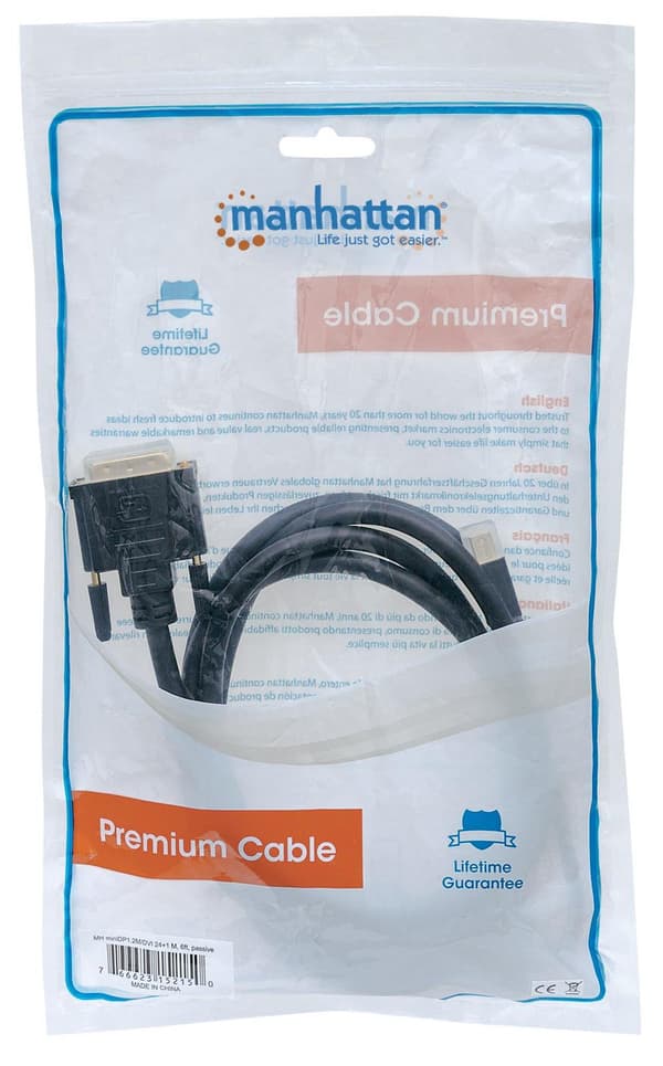 Manhattan - Videokabel - Mini DisplayPort (M) till DVI-D (M) - 1,8 m - passiv - svart (152150)