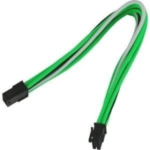 Nanoxia - Strømforlængerkabel - PCI Express Power 8-benet (M) til PCI Express Power 8-benet (W) - 30 cm - Sort, hvid, grøn (NX8PE3EGWS)
