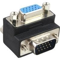 InLine - VGA-adapter - HD-15 (W) - HD-15 (M) - Fingerskruer, 90 graders stik - Sort (37248I)