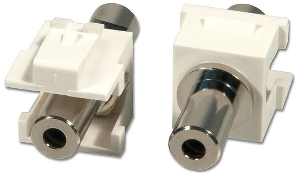 LINDY 60528 3,5 mm stereo dobbeltkobling Wallbox Keystone, sølv, hvid