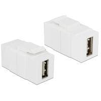 DeLOCK Keystone-modul - USB-adapter - USB (F) til USB (F) - USB 2.0 - vendbart A-stik - hvid