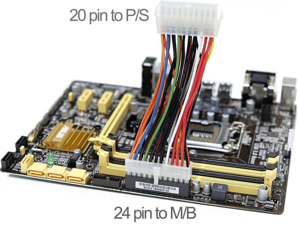 S-Impuls ATX 24-pin (m) - ATX 20-pin (v) strømkabel - 0,15 meter