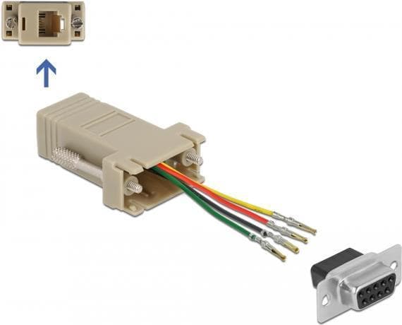 Delock-samlingssæt - seriel adapter - DB-9 (F) kan skrues til RJ-11/RJ-14 (F) - individuelt tildelt seriel interface - grå (66770)