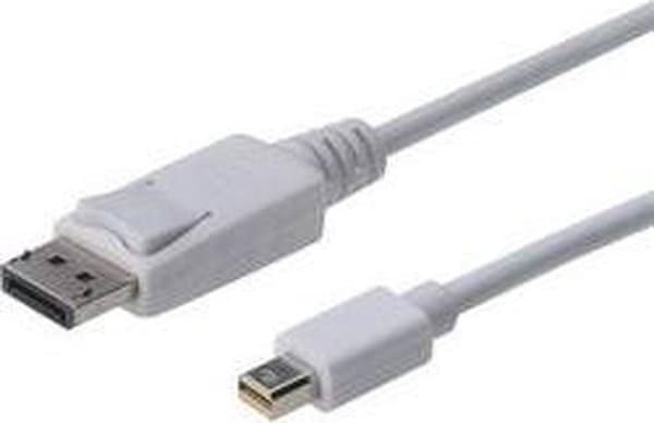 ASSMANN Elektroniske DisplayPort-kabler AK-340102-010-W - DisplayPort, mini DP - DP, M/M, 1.0m, m/interlock, DP 1.1a kompatibel, UL, hvid