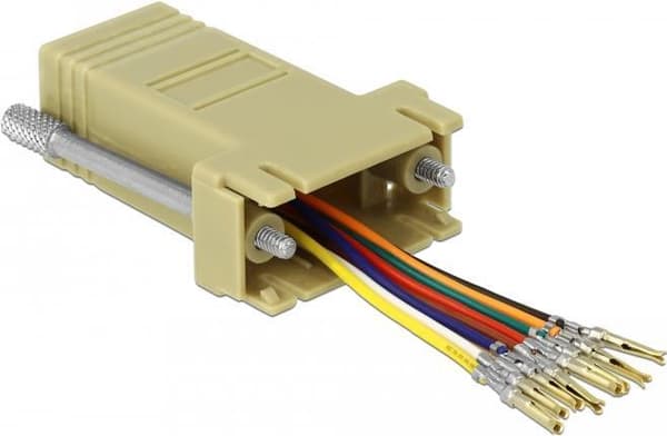 Delock 66164 Adapterkabel, Sub-D, 9-benet, Rj-45, Sort, Grå, Rustfrit Stål, Adapter til Kabler (Sub-D 9-benet, Rj-45, hanstik/hunstik, Sort, Grå, Rust