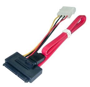 Lindy - SATA-kabel - intern strömförsörjning, 4-stift, SATA till SATA combo (F) - 30 cm - röd