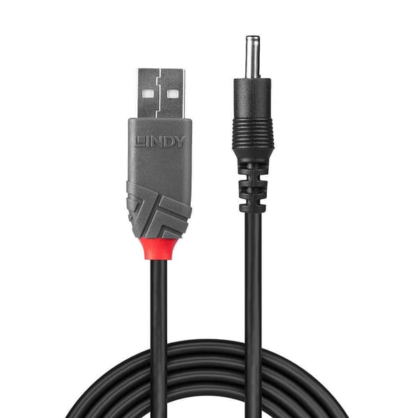 Lindy - USB-latauskaapeli - 4-nastainen USB Type A -liitin (vain virta) (M) - DC-liitäntä 3,5 mm (ID: 1,35 mm) (M) - 1,5 m - musta (70266)