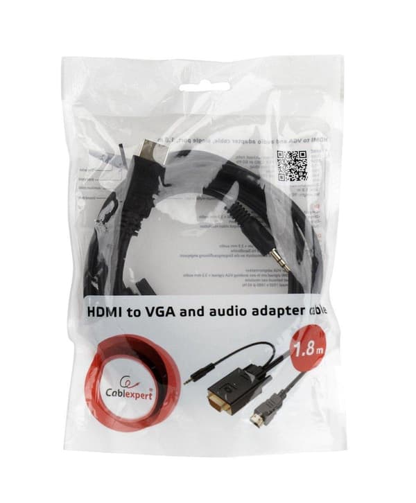 Gembird A-HDMI-VGA-03-10 videokabeladapter 3 m HDMI + 3,5 mm VGA (D-Sub) Sort