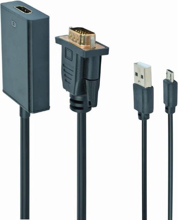 Gembird A-VGA-HDMI-01 videokaapelisovitin 0,15 m HDMI Type A (Standard) VGA (D-Sub) Musta