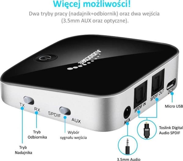 Baseus Qiyin Bluetooth 5.0 AUX-vastaanotin (musta)