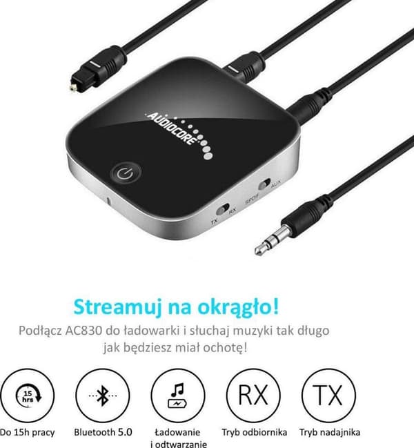 Baseus Qiyin Bluetooth 5.0 AUX-vastaanotin (musta)