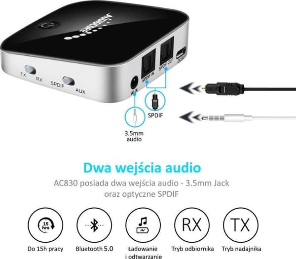 Baseus Qiyin Bluetooth 5.0 AUX-vastaanotin (musta)
