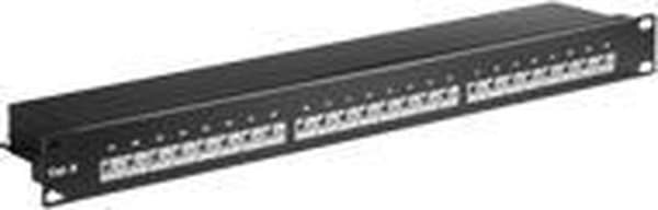 CAT6 Gigabit 19'' Patch Panel 1U med 24 porte - skærmet / sort