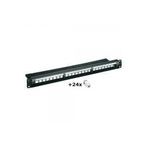 Wentronic goobay - Patchpanel - RJ-45 X 24 - Sort - 1U - 48,3 cm (19") - med 24x CAT 6 UTP-stik (95336)