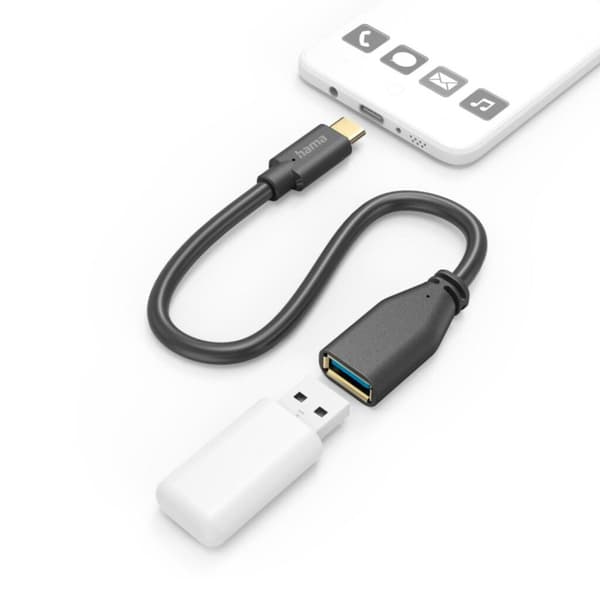 Hama USB-sovitinkaapeli OTG USB-C-liitin - USB-A-liitäntä 15 cm musta