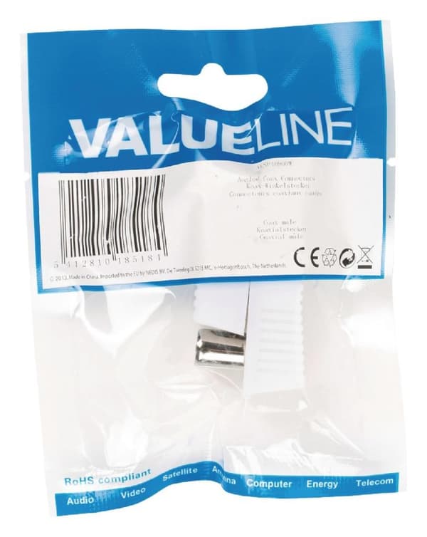 Valueline Vlsp40900w Vinklede Coax Connectors Coax Han Hvid