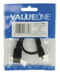 Miniatyrbild 2 av 3: Valueline Vlcp60570b02 Usb 2.0 Usb Micro B Hane - Usb A Hona Adapterkabel 0,20m Svart