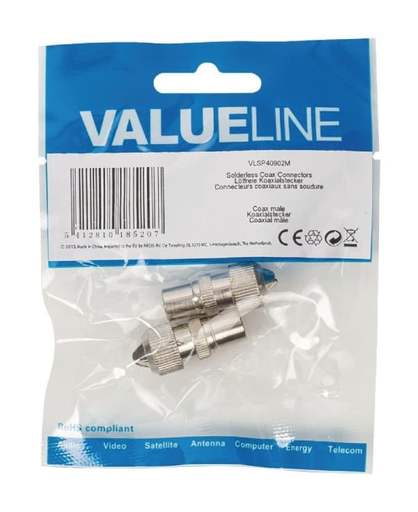 Valueline Vlsp40902m Uloddede Coax Connectors Coax Han Metal