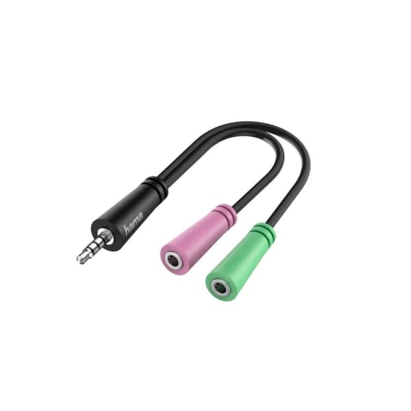 Hama lydadapter 4-benet. 3,5 mm jackstik - 2x 3-benet. 3,5 mm jack headset