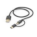 Miniatyrbild 1 av 2: Hama 2in1 Micro USB Kabel Med USB Type-C Adapter 1 M Svart