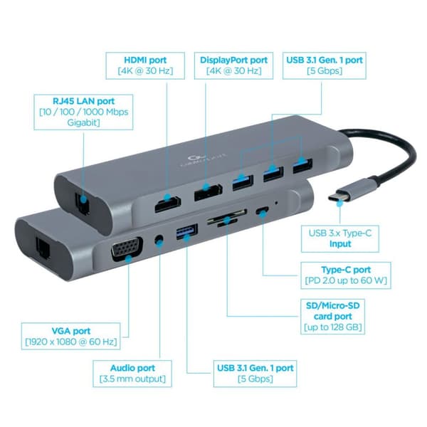 Cableexpert Gmb Usb-c Multi-port 8-i-1
