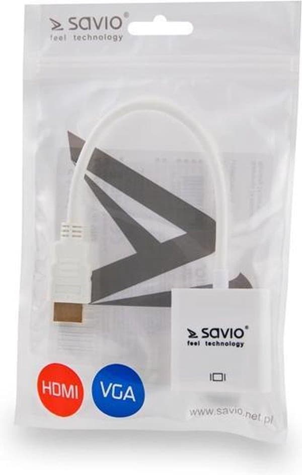 Savio CL-27 videokabeladapter 0,2 m VGA (D-Sub) HDMI Typ A (Standard) Vit