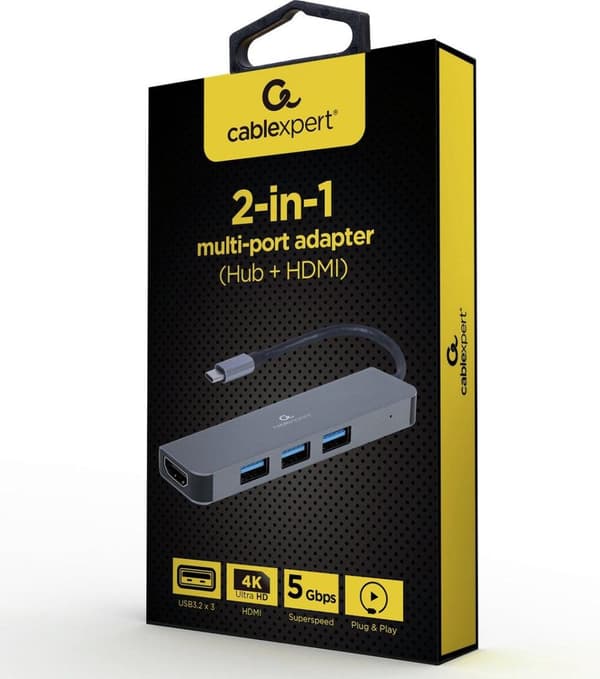 Gembird A-CM-COMBO2-01 USB Type-C 2-in-1 -moniporttisovitin (keskitin + HDMI)