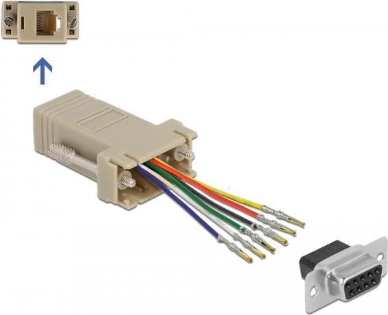 Delock-samlingssæt - seriel adapter - DB-9 (F) kan skrues til RJ-12 (6-benet) (F) - individuelt tildelt seriel interface - grå (66759)