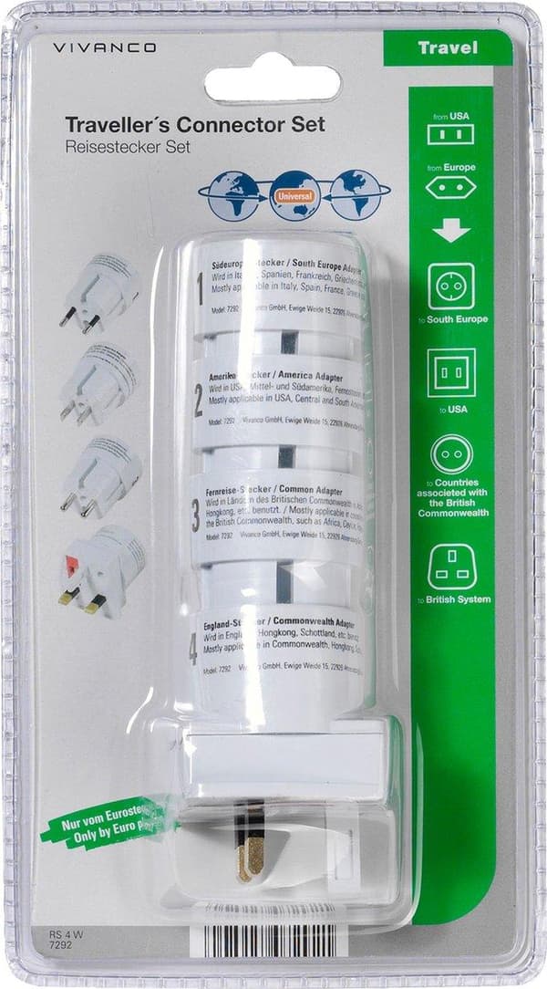 Vivanco Schuko RS 4W - 4-vejs rejsestiksæt