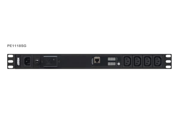 ATEN PE1118SG 48,30 cm (19") basis afmålt PDU med overspændingsbeskyttelse IEC-C14 til 18x IEC-C13 (PE1118SG) Sort