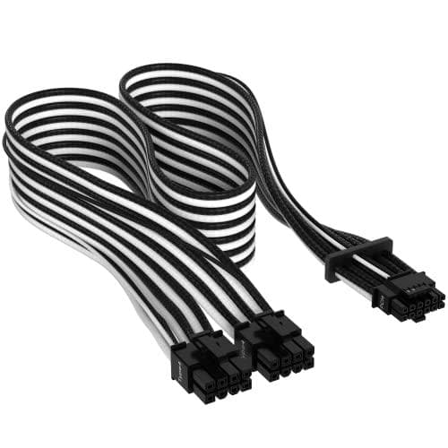 Premium individuelt ærmet 12+4-pin PCIe Gen 5 12VHPWR 600W kabel, Type 4, SORT/HVID (CP-8920333)