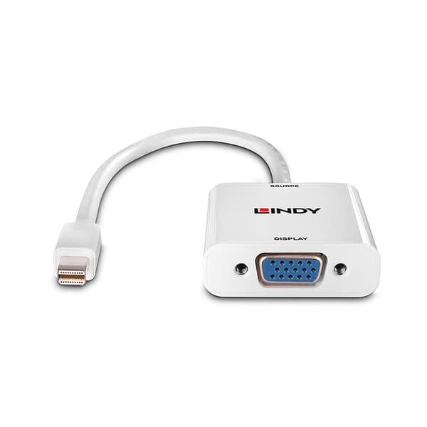 Lindy - Videoadapter - Mini DisplayPort (M) till HD-15 (VGA) (W) - DisplayPort 1.2 - 1.6m - stöder 1920 x 1080 vid 60 Hz - vit (38317)