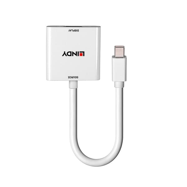 Lindy - Videoadapter - Mini DisplayPort (M) till HD-15 (VGA) (W) - DisplayPort 1.2 - 1.6m - stöder 1920 x 1080 vid 60 Hz - vit (38317)