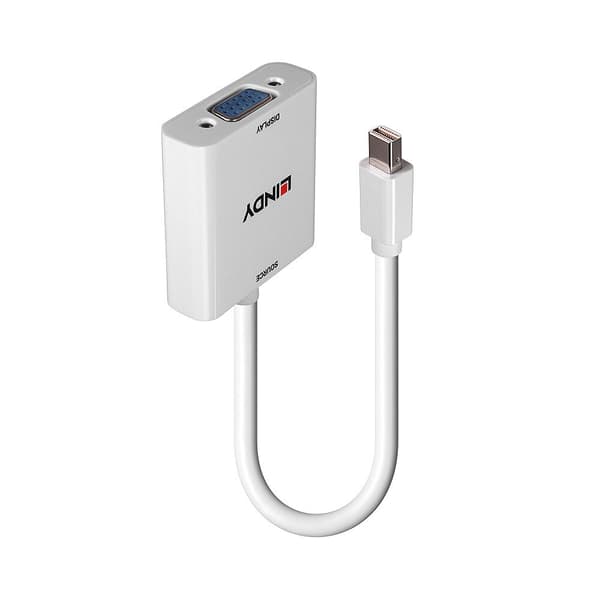 Lindy - Videoadapter - Mini DisplayPort (M) til HD-15 (VGA) (W) - DisplayPort 1.2 - 1.6m - understøtter 1920 x 1080 ved 60 Hz - hvid (38317)