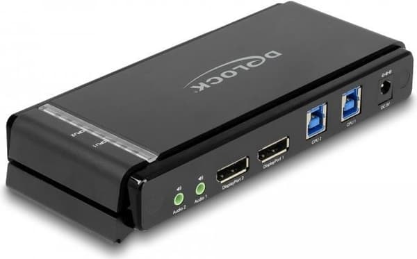 Delock - KVM/Audio/USB Switch - DisplayPort 1.4 KVM Switch 8K 60 Hz med USB 5 Gbps och Audio - 2 x KVM/Audio/USB - 1 lokal användare - Desktop (11476) Svart